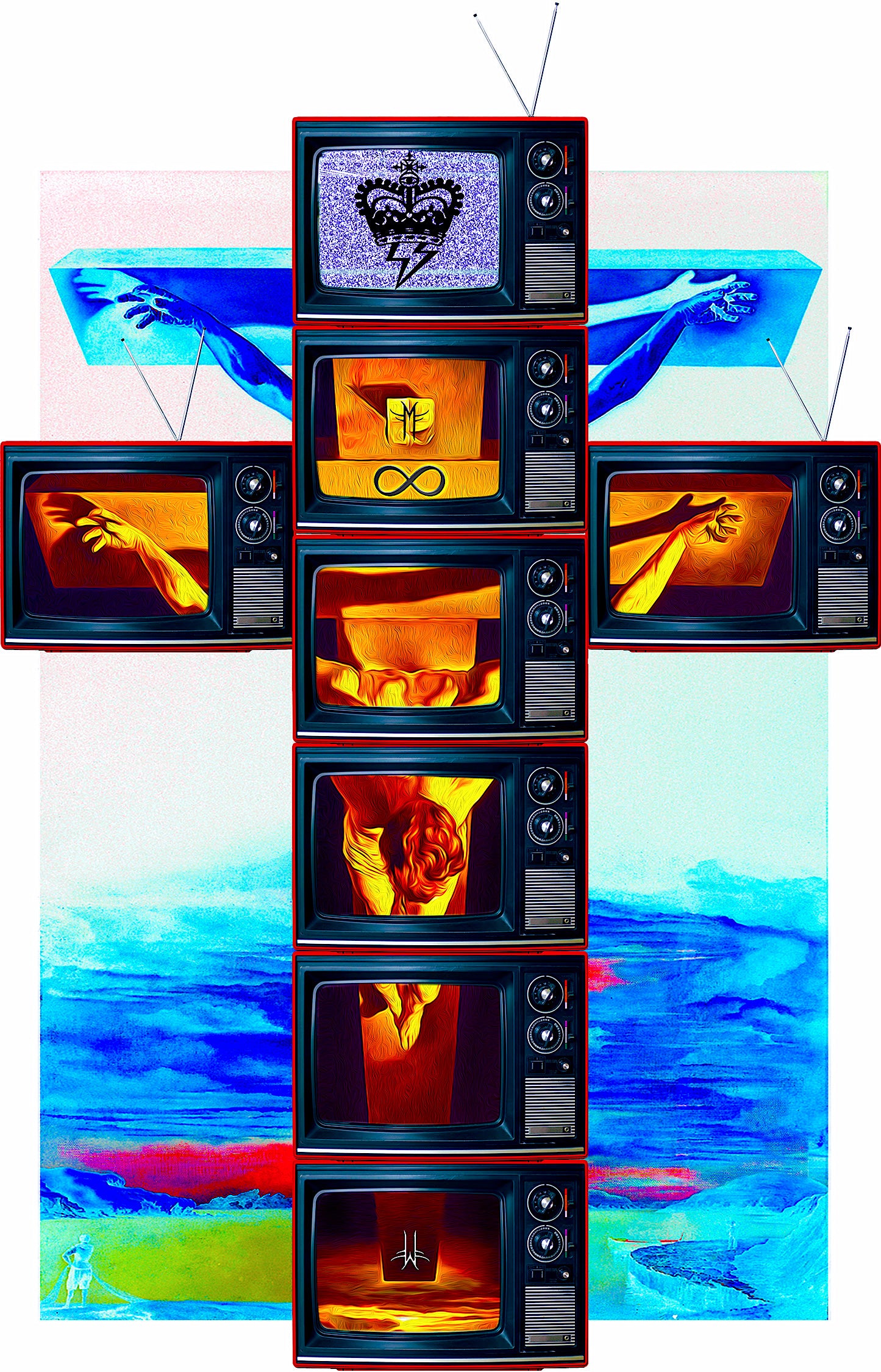 Modern Crucifixion Technicolor TV T-Shirt | White ( LE ) - MF