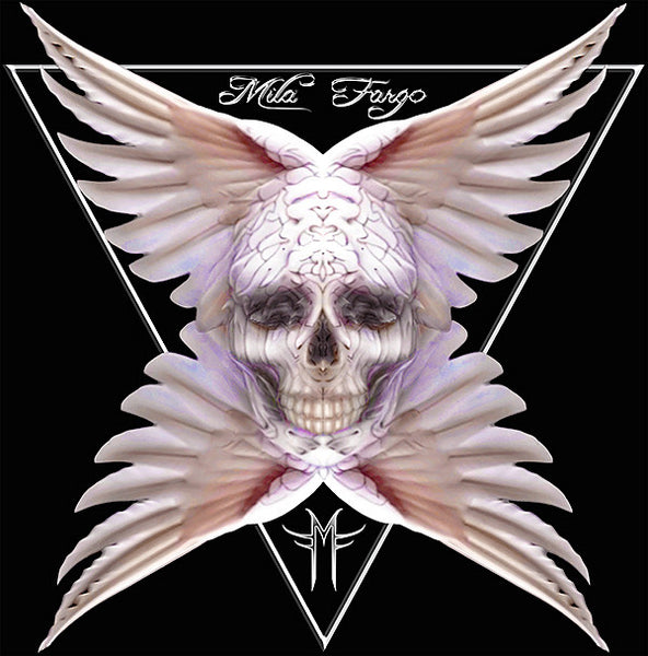 ANGEL FEATHER SKULL T-SHIRT | Black MF