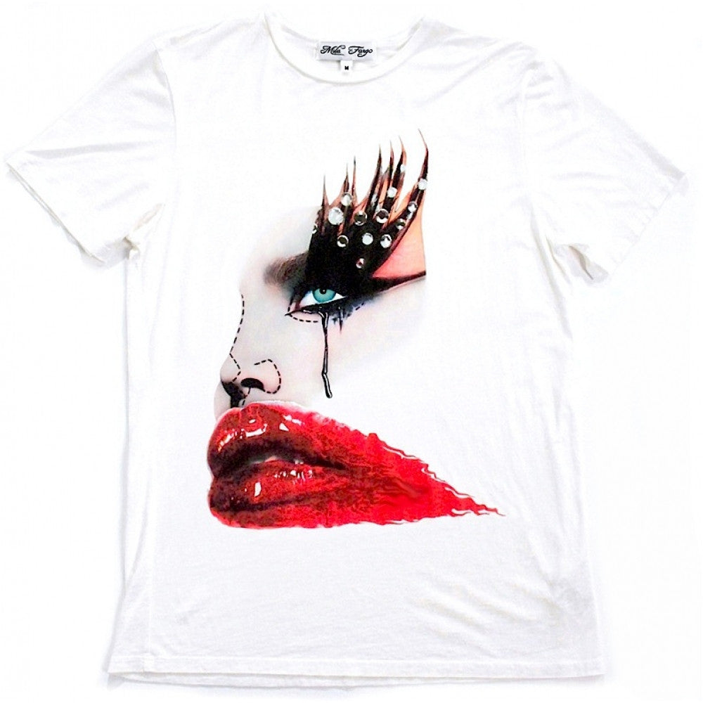 Red Lips Collage T-Shirt White – Mila Fargo MF - Main Image