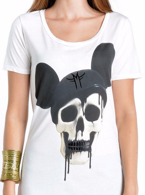 MOUSE DECAY MICKEY SKULL T-SHIRT | White MILA FARGO BRITNEY SPEARS I WANNA GO