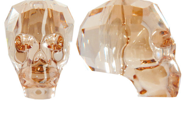 CRYSTAL SKULL EARRINGS | Crystal Gold Champaign MF
