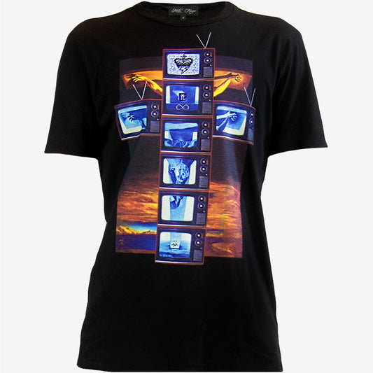 MODERN CRUCIFIXION TECHNICOLOR TV T-SHIRT | Black ( LE ) MF
