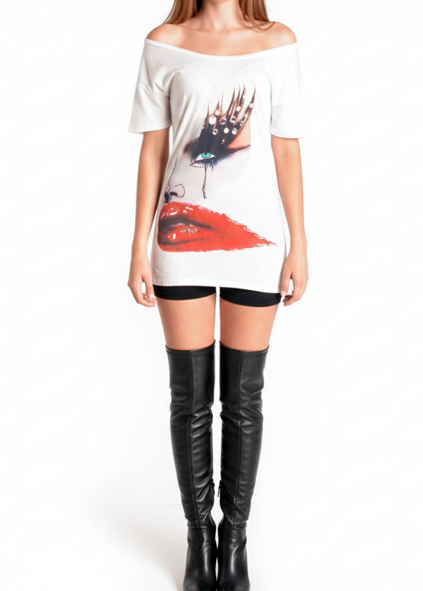 Red Lips Beauty T-Shirt | White
