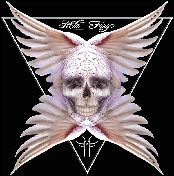 ANGEL FEATHER SKULL T-SHIRT | Black MF