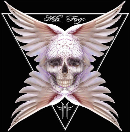 ANGEL FEATHER SKULL T-SHIRT | Black MF