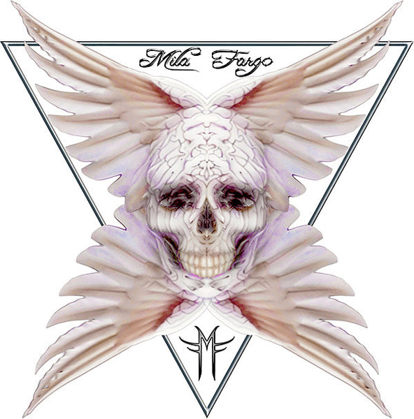 ANGEL ROSE FEATHER SKULL T-SHIRT | White MF