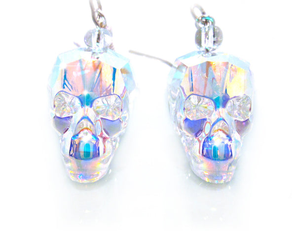 CRYSTAL SKULL EARRINGS | Crystal Aurora Prism MF