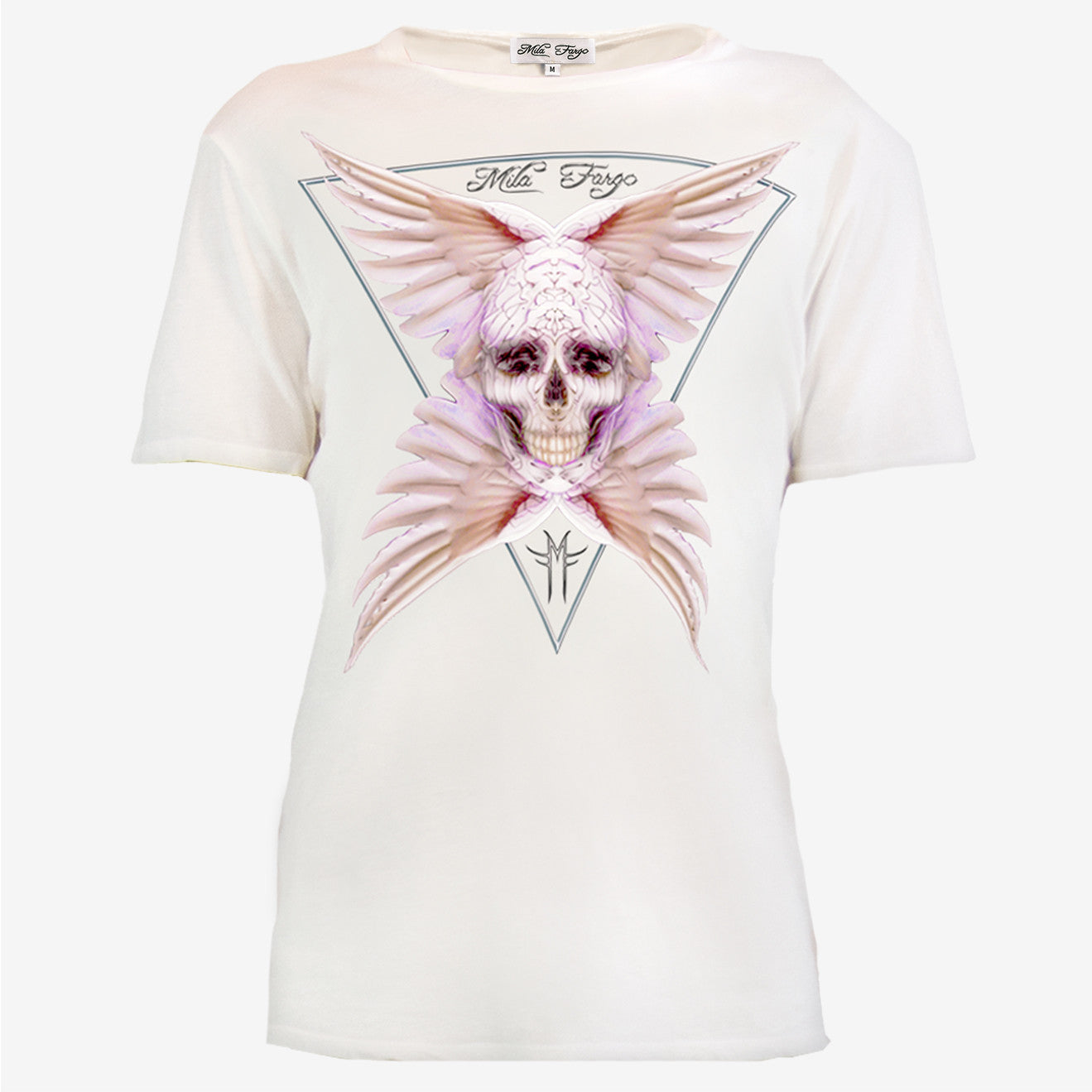 ANGEL FEATHER SKULL T-SHIRT | White MF