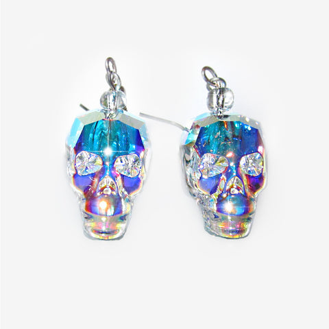 CRYSTAL SKULL EARRINGS | Crystal Aurora Prism MF