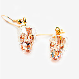 CRYSTAL SKULL EARRINGS | Crystal Gold Champaign MF