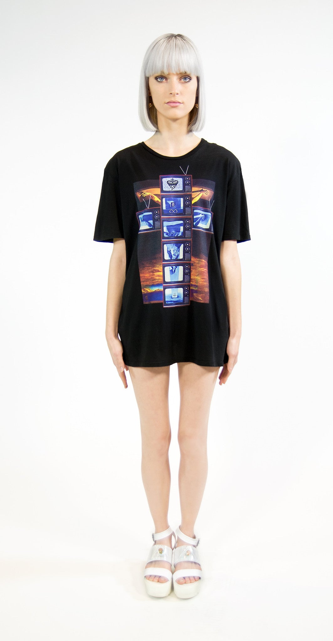 MODERN CRUCIFIXION TECHNICOLOR TV T-SHIRT | Black ( LE ) MF