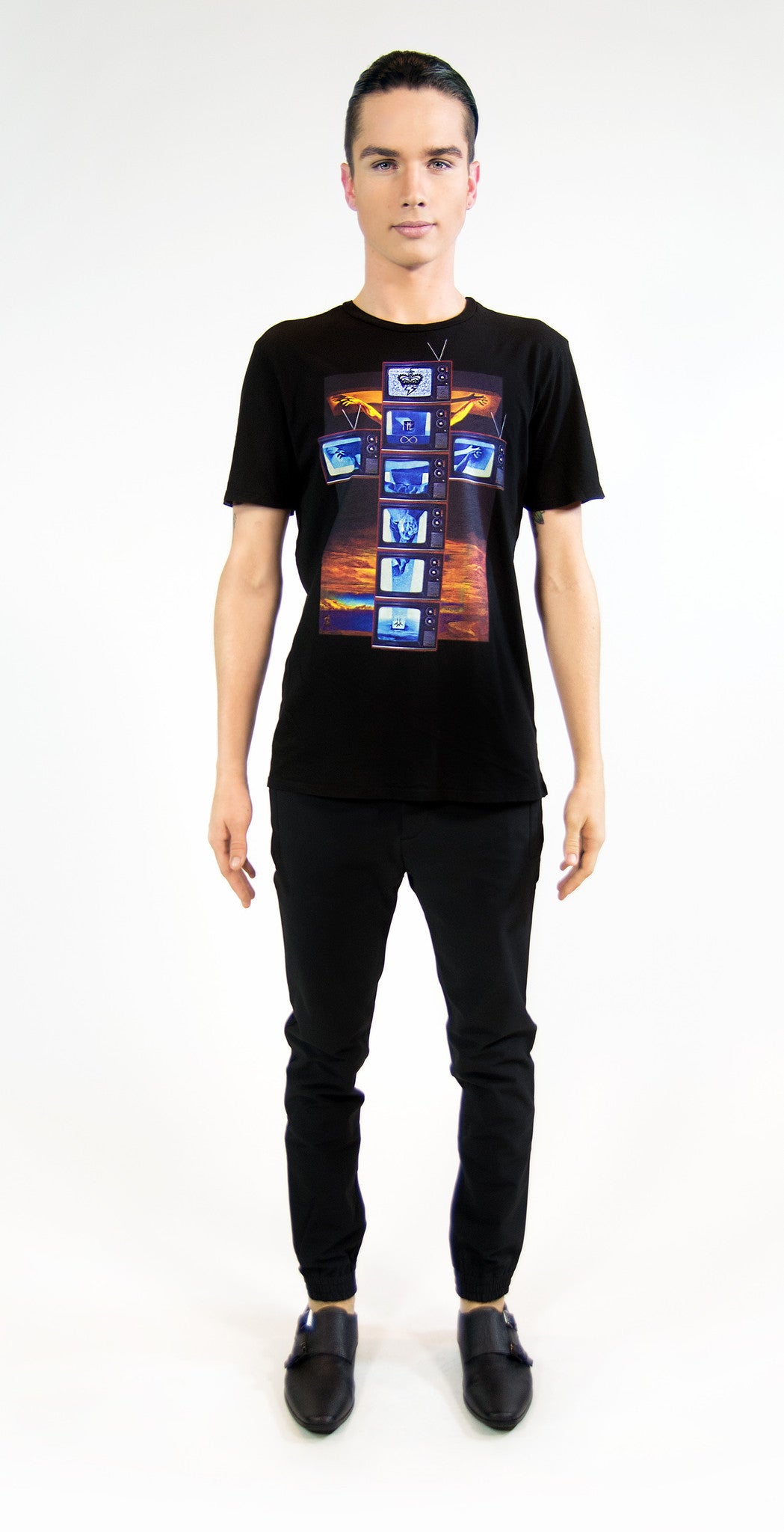 MODERN CRUCIFIXION TECHNICOLOR TV T-SHIRT | Black ( LE ) MF