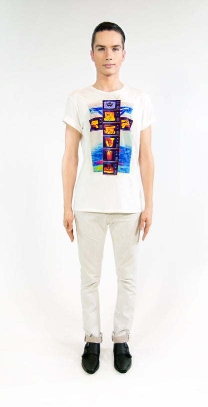 MODERN CRUCIFIXION COLOR TV T-SHIRT | White ( LE ) MF