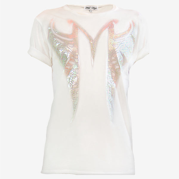 MF SPLIT RIBCAGE T-SHIRT | Iridescent White MF