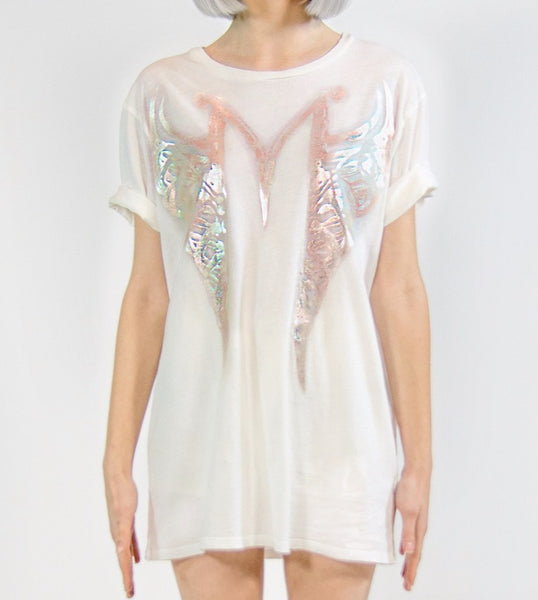 MF SPLIT RIBCAGE T-SHIRT | Iridescent White MF