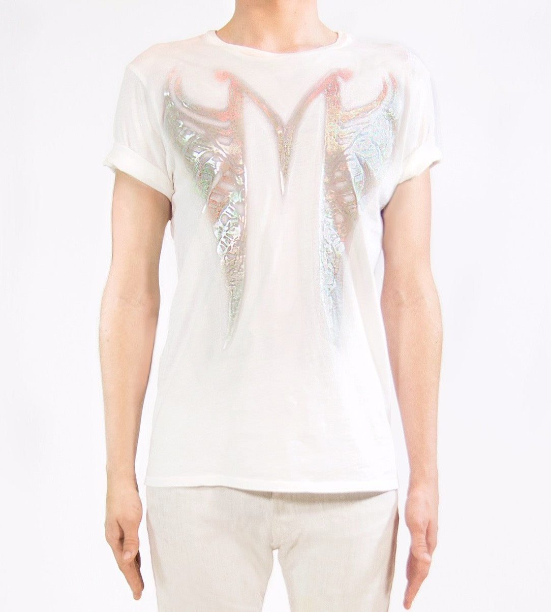 MF SPLIT RIBCAGE T-SHIRT | Iridescent White MF