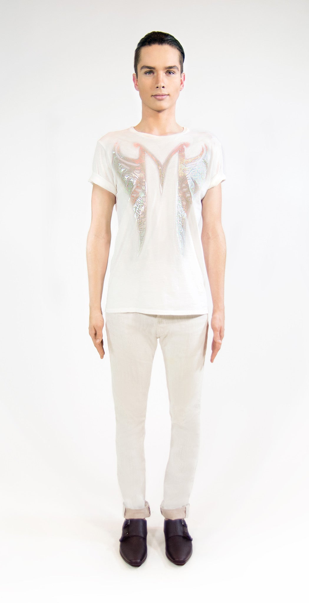 MF SPLIT RIBCAGE T-SHIRT | Iridescent White MF