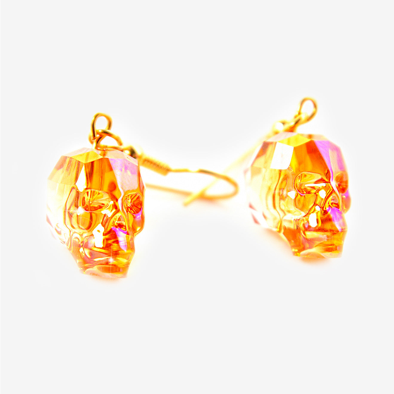 CRYSTAL SKULL EARRINGS | Astral Pink Fire MF