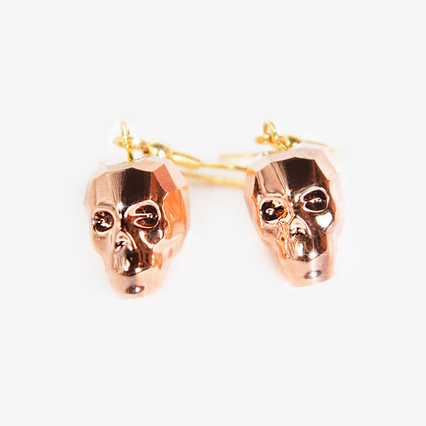 CRYSTAL SKULL EARRINGS | Rose Gold Chromium MF