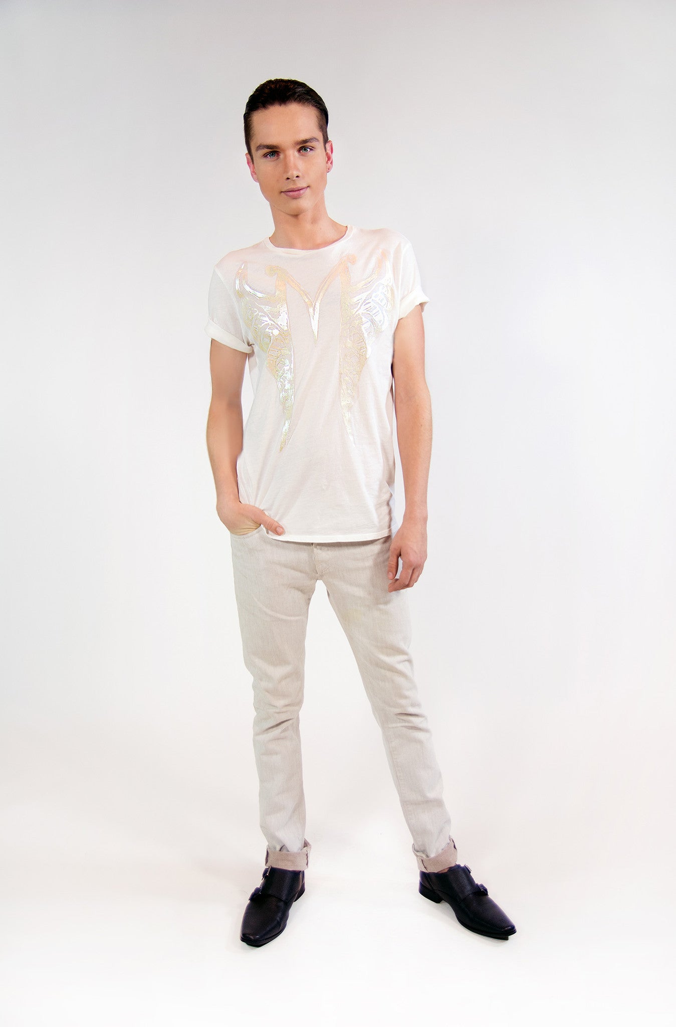 MF SPLIT RIBCAGE T-SHIRT | Iridescent White MF